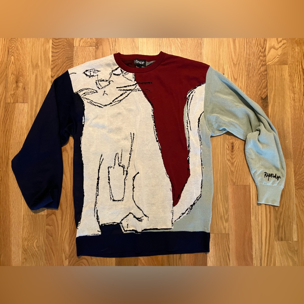 Ripndip Multicolor Abstract Cat Crewneck Sweater